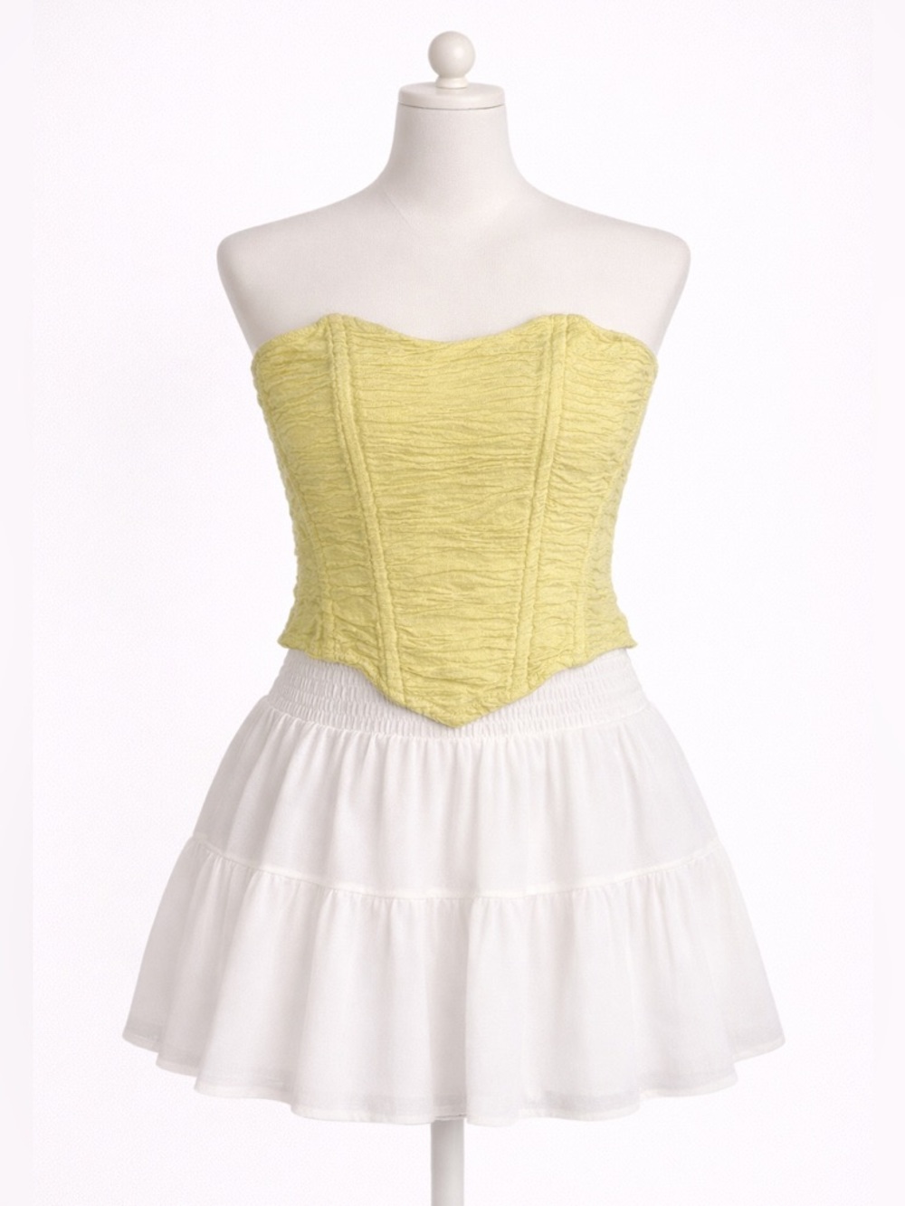 Chartreuse Lime Green Corset Tube Top XS Y2K Bustier